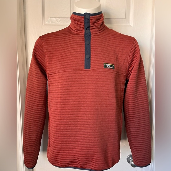 Mens LL Bean Airlight Knit Pullover Sweater Snap Button Medium - Picture 3 of 11